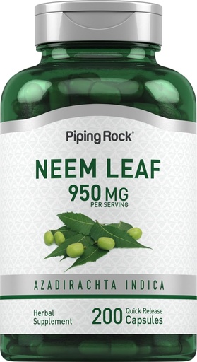 [BRSROBD5A55QEEYU] Piping Rock Neem Leaf Capsules | 950mg | 200 Powder Pills | Herb Extract Supplement | Azadirachta Indica | Non-GMO, Gluten Free