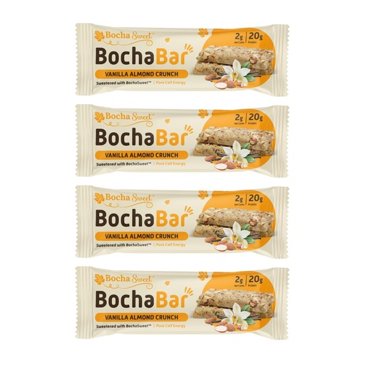 [BRSWGFT6B55AYC3K] BochaSweet Keto Protein Bar, Vanilla Almond Crunch BochaBar, 20g Grass Fed Collagen, Low Carb, Keto-Friendly, Gluten Free, 4 Count