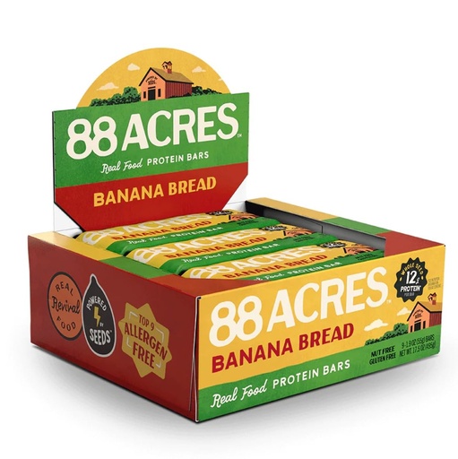 [BRSWYYYZOIFBUDQ7] 88 Acres, Banana Bread High Protein Bar, 0.18 Ounce, 9 Pack