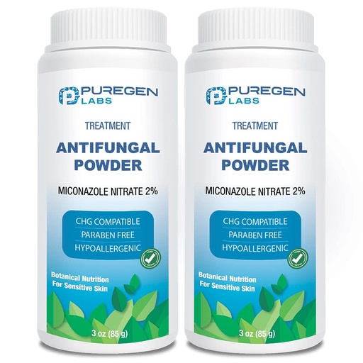 [BRSRMHY5AFYQEDLF] Puregen Labs Antifungal Powder with 2% Miconazole Nitrate for Common Fungal Infections Including Athlete’s Foot, Jock Itch and Ringworm, Talc Free, 3 oz (85g)