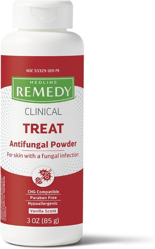 [BRSWIEDQOUNWEG3G] Medline Remedy Phytoplex Antifungal Powder, Skin Treatmeant with Miconazole Nitrate, Lightly Scented, 3-oz Bottle