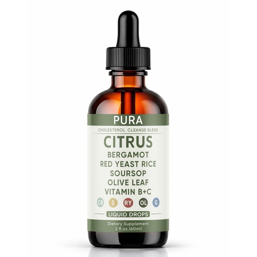 [BRSRYYL7AEMWEHTF] Liver Cleanse Formula, Cholesterol Support Blend with Citrus, Bergamot, Red Yeast Rice, Soursop, Olive Leaf, Vitamin B+C, Natural, Non-GMO, Vegan (60ml) (1pcs)