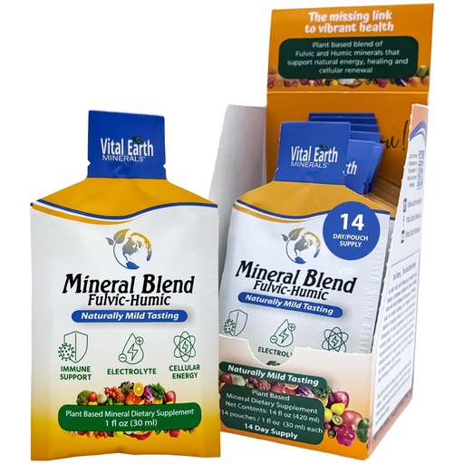 [BRSREGT4BACAACDK] Vital Earth Minerals Detox & Wellness Support – Fulvic Humic Mineral Blend with 70+ Trace Minerals, Electrolytes, 14 Single-Serve Packs/Box