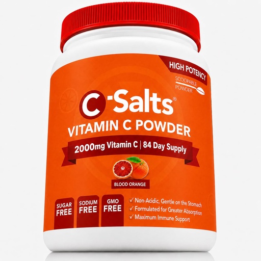 [BRSROCAZBZ7GAAY4] C-Salts Buffered Vitamin C Powder - Pure Organic, Stomach Friendly Ascorbic Acid VIT C Drink for Daily Immune Support & Collagen Production - Vegan Non GMO Sugar Free - 84 Servings Blood Orange, 8oz