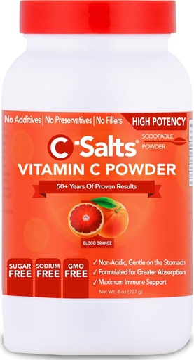 [BRSROCAZBZ7GAAY4] C-Soli vitamin C prášek dodatek - 100% čisté vysoké dávky Buffered vitamin C prášek pro imunitní podporu - Organic, Sugar- Free, Vegan, Non- GMO, Stomach- Friendly, Blood Orange 8oz