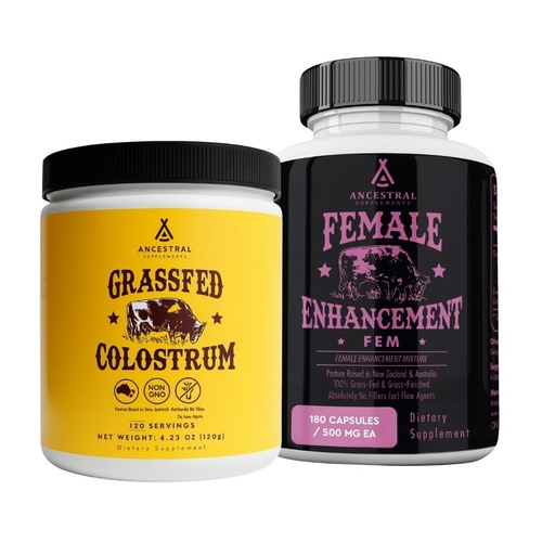 [BRSREHYDOJ5AEHL7] Ancestral Supplements FEM & Colostrum Powder Bundle for Women – Supports Hormone Balance, Energy, Skin, Immunity & Digestion – Grass Fed, Pasture Raised Female Organ Blend with Bioactive Colostrum