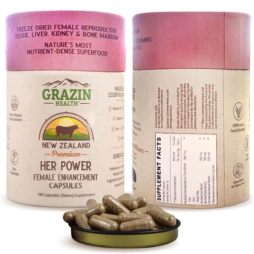 [BRSRAAI3OQCRUAYY] Her Power Female Enhancement Capsules 2900mg Per Serving (180 Count) | Freeze-Dried Female Reproductive Tissue, Liver, Kidney & Bone Marrow | 100% Grass-Fed New Zealand Sourced