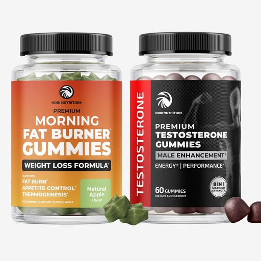 [BRSRAFL7OIPAAFA3] Morning Fat Burn Gummies & Testosterone Booster Suppplement | Test Booster Fat Burner & Metabolism Support with Green Tea & Raspberry Ketones | Appetite Suppressant & Energy Support | 1 Month Supply