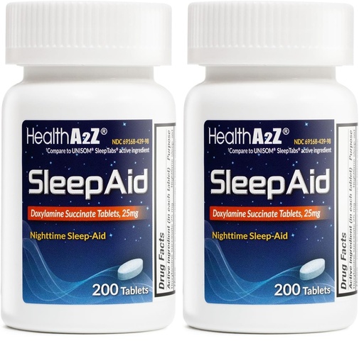[BRSREAAFOYMQEG33] HealthA2Z® Sleep Aid | Doxylamine Succinate 25mg | (200 Counts (Pack of 2))