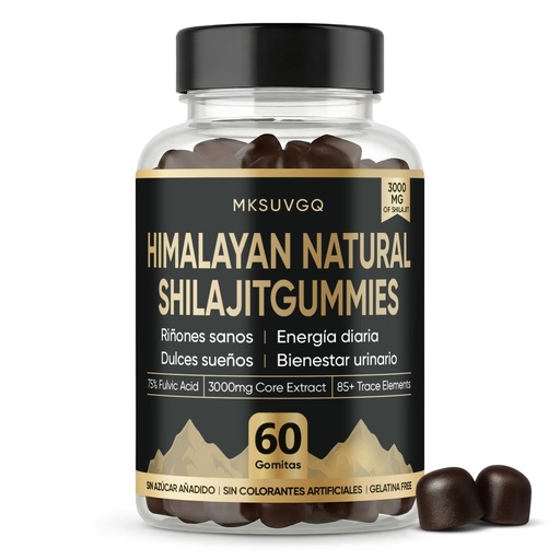 [BRSRGAA7AAFRUGY6] Himalayan Shilajit Gummies, 3000mg High-Potency Fulvic Acid, Supports Healthy Kidney Function, Energy & Vitality for Men, Sleep & Focus, Sugar-Free, 60 Gummies