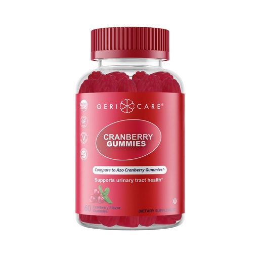 [BRSREYICAV5BUAL3] GeriCare Cranberry Gummies Compare to Azo, Naturally Sourced Cranberry Extract for UTI & Bladder Health, Antioxidant Support, Non-GMO | Gluten-Free | Vegan | Gelatin-Free | Naturally Sourced, 60 Count