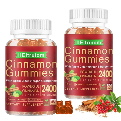 [BRSREEA3OF4GAD35] Cinnamon Supplements, Cinnamon Gummies 2400mg with Berberine, Turmeric, Apple Cider Vinegar, Bitter Melon, Chromium - Vegan, Non-GMO丨120 Counts