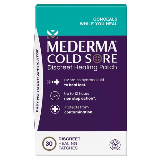 [BRSW2HYRPJYBMCDF] Mederma Cold Sore Discreet Patch - Hydrocolloid Gel for Redness & Swelling, Conceals Cold Sores (30 Patches)