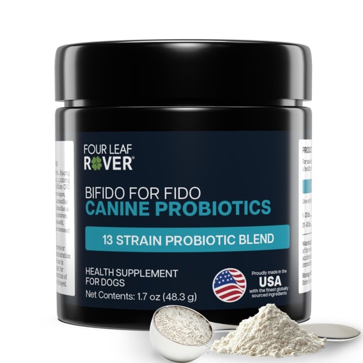 [BRSWYCTYOV5BEHQ7] Four Leaf Rover Bifido for Fido - Dog Probiotics for Digestive Health and Gut Health and Immune Balance - 50 Billion CFU - Veterinarian Formulated - 30 Day Large Dog Supply