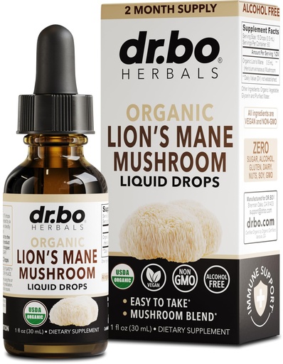 [BRSRAYYECUCB6DI6] Lions Mane Mushroom Supplement Drops - Organic Lion's Mane Mushroom Liquid Tincture for Focus, Fog Brain Health Supplements - Vegan Herbal Nervine Nootropic Organic Lions Liquid Supplement Extract 1oz