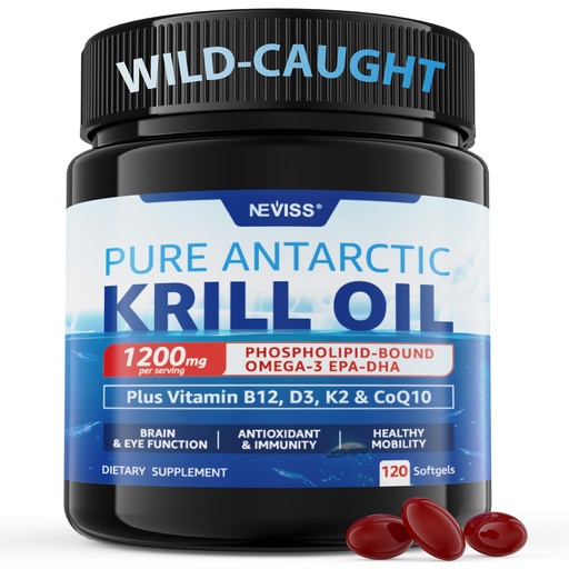 [BRSREFQDCMPBOG36] 2 Pack Antarctic Krill Oil Omega 3 Softgels 1200mg (Made in USA) W/Phospholipids, Choline & Astaxanthin, Sustainably Sourced of Omega-3s EPA, DHA Support Brain, Antioxidant & Immunity, No Fish Burp