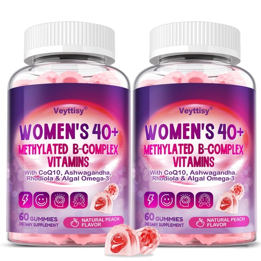 [BRSRECQOBAIR4DL7] Methylated B Complex Vitamins Gummies for Women 40 Plus - B-Complex Vitamins B6 B1 B2 B3 B5, Methyl B12, Methylfolate, Biotin with Vitamin C, Omega-3, CoQ10 & Ashwagandha - Sugar-Free, Vegan, Non-GMO