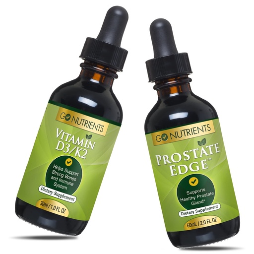 [BRSRMBQHCIOWCCA3] Go Nutrients Liquid Vitamin D3 with K2 (MK-7) Drops & Prostate Edge Prostate Supplement for Men with Pygeum and Saw Palmetto Extract Vitamin D3 and K2 Liquid Vitamin Drops That Help Emotional State