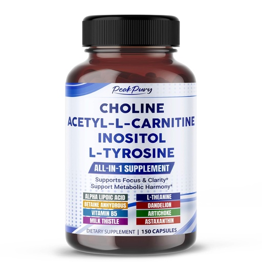 [BRSREZIOAR6GMAA6] Ultra Choline, Acetyl-L-Carnitine, Inositol & L-Tyrosine – Daily Supplement for Executive Focus & Metabolic Harmony – 150 Capsules