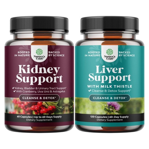 [BRSRECQBOABBQHY2] Bundle of Advanced Kidney Support Cranberry Extract with Uva Ursi Stinging Nettle & Astragalus and Liver Cleanse Detox & Repair - Milk Thistle with Dandelion Root Choline Beetroot & Artichoke Extract