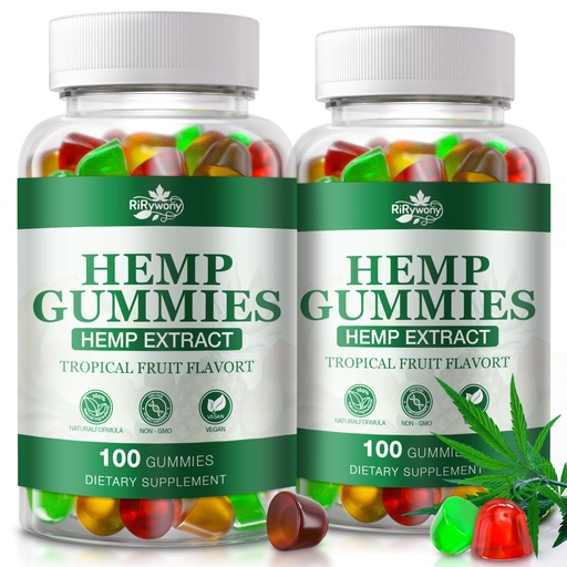 [BRSRYYL2ABYQKF33] Hemp Gummies for Sleep, Pain, Anxiety,Inflammation Relief,High Potency Premium Strength,100% Natural Hemp Gummy for Adults, 2 Packs