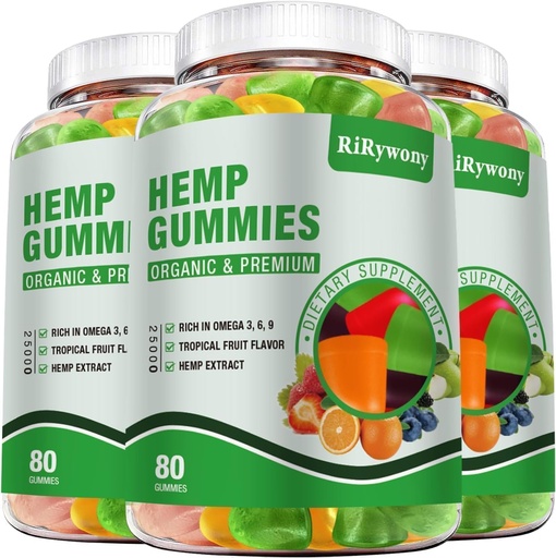 [BRSRYYA7AF5QIH36] 3 Packs Hemp Gummies for Sleep, Pain, Anxiety Relaxation and Peace, High Potency Edible Gummies Extra Strength Organic Hemp Oil Extract Vegan Bear Gummy - 240 Counts Candy