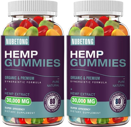[BRSREA3YBMAQYFDH] 2 Packs Hemp Gummies for Sleep, Pain, Anxiety，Extra Strength High Potency Hemp Oil Extract, Natural Vegan Gummy Bears for Relaxation & Wellness, Non-GMO Premium Supplement