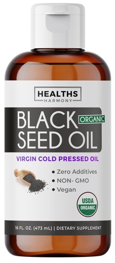 [BRSROAQQB4CAM3I3] USDA Organic Black Seed Oil Liquid (16 fl oz) Premium Cold-Pressed Nigella Sativa Producing Pure Black Cumin Seed Oil - Antioxidant Supplement - Vegan, Gluten-Free, & Non-GMO (No Pills or Capsules)