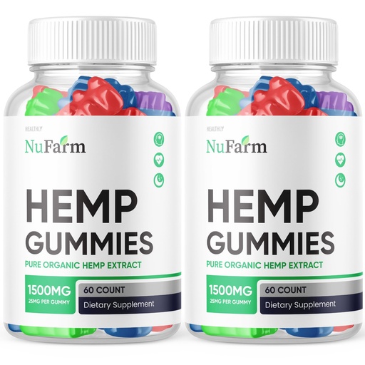 [BRSROHQ7CAMG2YDL] (2 Pack) Nufarm Gummies - Official Formula - Nufarm Hemp Gummies Premium Blend Hemp Gummies, Nufarm Hemp Advanced Formula 25mg per Gummy 1500mg Per Bottle Big Size Great Taste New Gummy (120 Gummies)