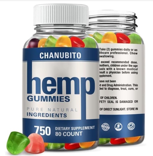 [BRSRAZYNAEGQEA3J] Hemp Gummies 100% Natural Organic Supplement - High Potency Pure Hemp Oil Extract Edibles Gummy 1 Pack, Vegan, Non-GMO