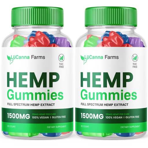 [BRSRA2YBCEFBMELP] (2 Pack) Lucanna Farms Gummies, Lucana Farms Hemp Gummies Advanced Formula Maximum Performance Hemp Blend, LucannaFarms Gummies Supplement 25mg per Gummy, 1500mg per Bottle Reviews New (120 Gummies)