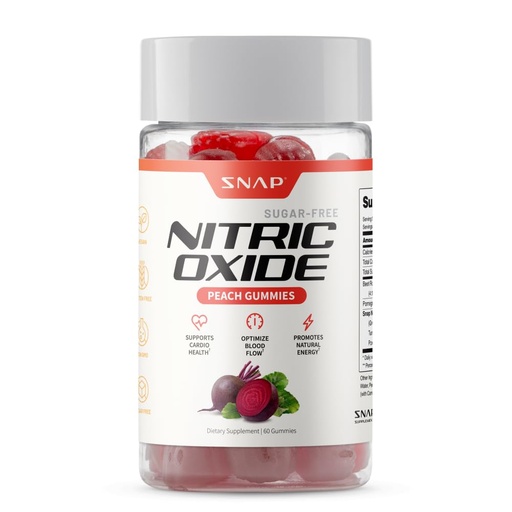 [BRSROBT2DEBQG33P] Snap Supplements Nitric Oxide Beet Root Gummies Supplement with Organic Beets - Energy & Circulation Support, 60 Sugar-Free Gummies (30 Servings, 1 Month Supply), Peach