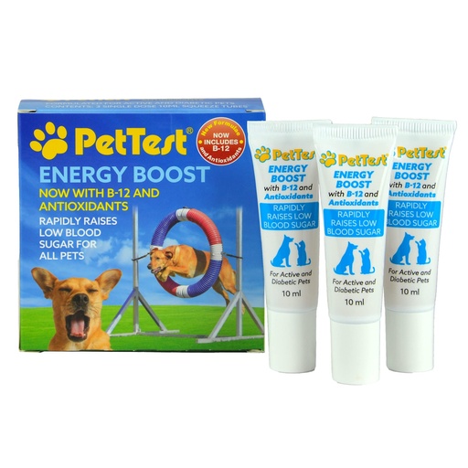 [BRSROYAHCQGRE3AY] PetTest Energy Boost Glucose SOS 3x10ml Tubes for Pets, Instantly Increases Low Blood Sugar with B12 and Antioxidants, Fast Acting, Meat Flavoured, Rapid Recovery for Active or Diabetic Dogs & Cats