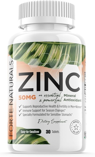 [BRSRAELYOIFAG3YV] Zinc 50mg Tablets for Sensitive Stomachs Gentle No Nausea Supplement Formula for GLP1 Users Easy-to-Tolerate Made in the USA 30 Tablets +3 Month Supply NO Tummy Trouble Supplements