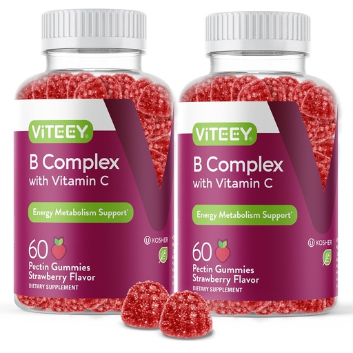 [BRSW2GAKCEPQKC35] Viteey Vitamin B Complex Gummies with Vitamin C - Energy, Metabolism & Immune Support - B6, B12, Niacin, Folic Acid, Biotin, Calcium - Vegan, Gluten-Free - 120 Count