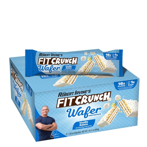 [BRSRAAAFBEAWOETH] FITCRUNCH Wafer Protein Bars, 16g of Protein & 1g of Sugar (9 Bars, Vanilla Gelato)