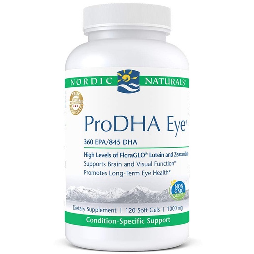 [BRSWIED5AAJQCADI] Nordic Naturals ProDHA Eye - Fish Oil, 360 mg EPA, 845 mg DHA, 20 mg FloraGLO Lutein, 4 mg Zeaxanthin, Support for Neurological Function and Long-Term Eye Health*, 120 Soft Gels