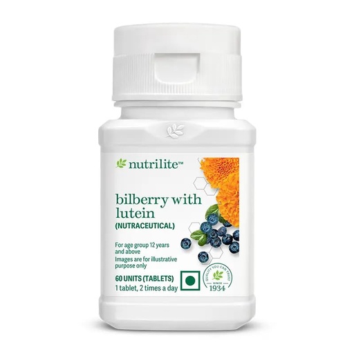 [BRSREAATAQFA2DL7] Bilberry with Lutein Vision Health Supplement, 60 Tablets, 20g