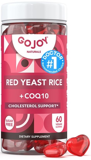 [BRSROCD7BABGYHYY] GOJOY Naturals Red Yeast Rice with CoQ10 Gummies - Sugar-Free Heart Health Supplement - Red Rice Yeast 1000mg + CoQ10 100mg - Citrinin-Free, Vegan, Non-GMO