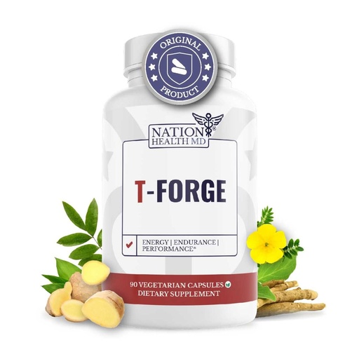 [BRSRGHQTCAGRO3LX] T-Forge - Energy and Mood Support Supplement for Men with Tongkat Ali, Folic Acid, L-Arginine, Tribulus Terrestris, Ashwagandha, Fenugreek - 90 Capsules