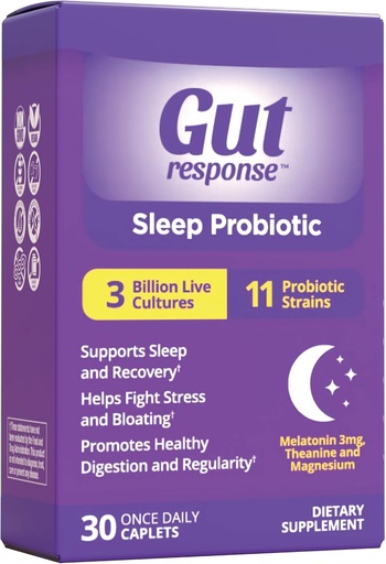 [BRSROEIPCAOQIAYY] Sleep Probiotic for Men & Women, Slows Down Digestive Aging, Supports Sleep and Recovery, Promotes Healthy Gut, Vegan, Gluten Free & Soy Free, 3 Billion CFU, 30 Caplets