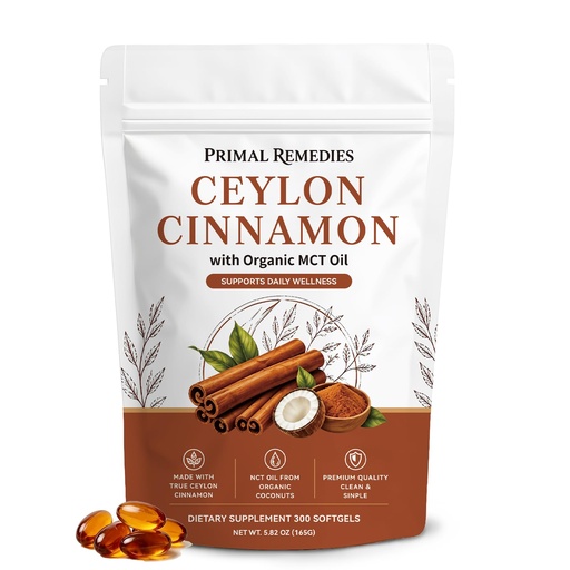 [BRSRGCYRDFYBEDL3] Ceylon Cinnamon, 300 Softgels with Mct Oil, for Daily Wellness Routine (1PCS)