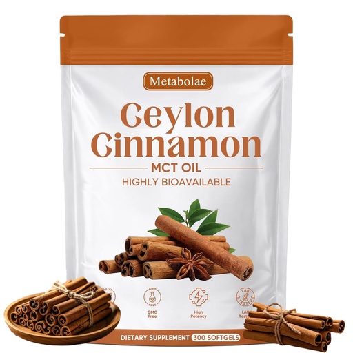 [BRSRGBI3AEHWKC32] Metabolae Ceylon Cinnamon Capsules – 300 Softgels, Supports Metabolic Balance, Energy & Daily Wellness, Cinnamomum Verum Extract with MCT Oil, Non GMO Plant Based Supplement (1)