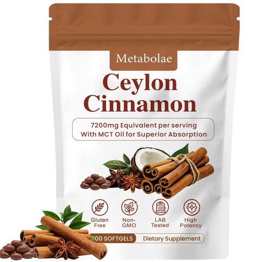[BRSRYYYOOF7AKCDO] Metabolae Ceylon Cinnamon, Ceylon Cinnamon Capsules with MCT Oil, 300 Softgels, Highly Bioavailable Herbal Extract, Non-GMO, Gluten Free (1PCS)