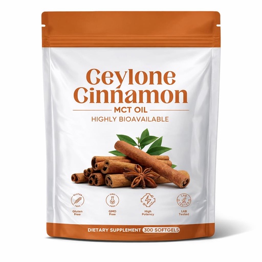 [BRSRGGIPOR5RM2D6] Minnah Noralife Ceylon Cinnamon Capsules 𝟳𝟮𝟬𝟬𝙢𝙜 Equivalent with MCT Oil, Highly Bioavailable Herbal Extract, Non-GMO, Gluten Free, 300 Soft gels