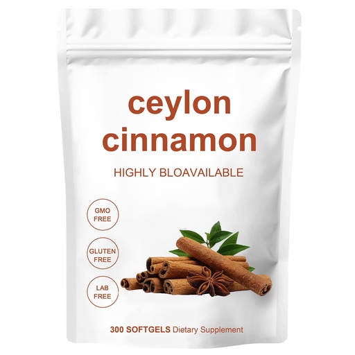 [BRSRGBAHAAPRSGTH] Ceylon Cinnamon,Extra Strength Cinnamon Supplements,Non-GMO, Gluten Free– Gentle Daily Support,300 Softgels