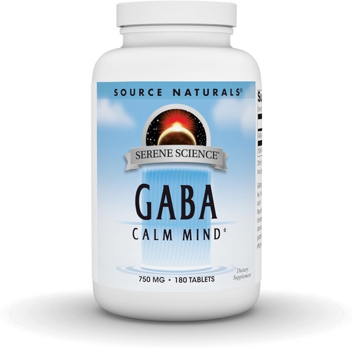[BRSWIYQOAUNAEHA3] Source Naturals Serene Science GABA 750 mg Calm Mind - 180 Tablets