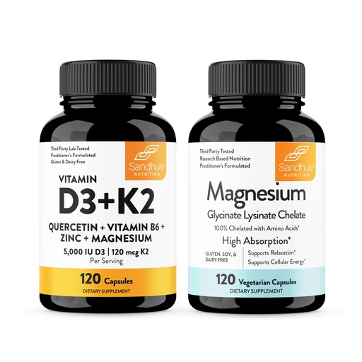 [BRSRE2Q7DN7RSDTP] Sandhu's Vitamin D3 K2 with Quercetin & Magnesium Glycinate Lysinate Capsules | Support Quality Sleep, Immune & Muscle Health