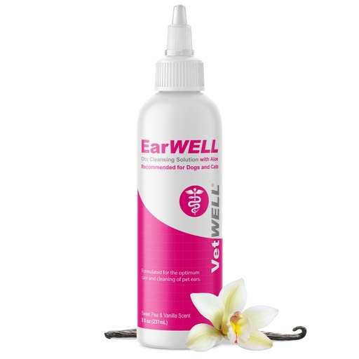 [BRSWGYL5O57WAFAU] VetWELL Ear Cleaner for Dogs and Cats - Otic Rinse for Infections and Controlling Ear Infections and Odor in Pets - 8 oz (Sweet Pea Vanilla)