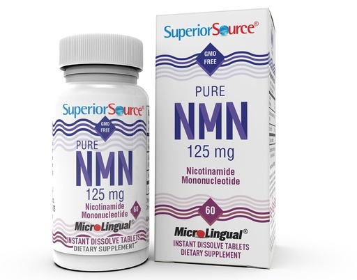 [BRSRMYADOQNWCAD2] Superior Source Stabilized NMN (Nicotinamide Mononucleotide) 125 mg, Quick Dissolve Sublingual Tablets, 60 Ct, GMP Third Party Tested, Boost NAD+ & Cellular Energy Metabolism, Healthy Aging, Non-GMO